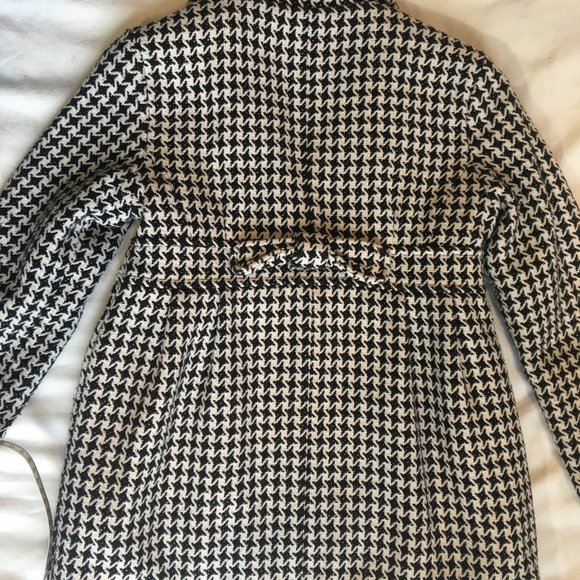 Girls Houndstooth Winter Warm Coat Jacket Wool Buttons Size Medium Black White - Picture 9 of 13